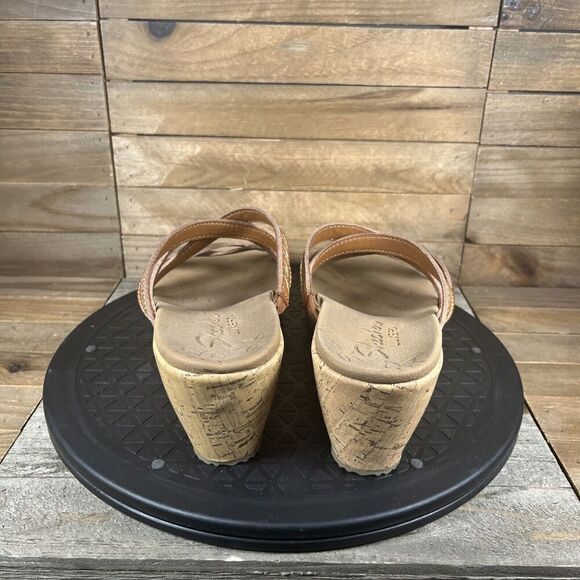 Skechers Beverlee-Tiger Posse Womens Size 9 Brown Strappy Cork Wedge Sandals - Picture 4 of 10